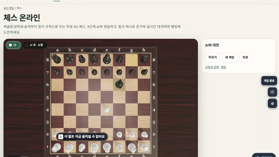 체스 — 실제 게임 화면 1