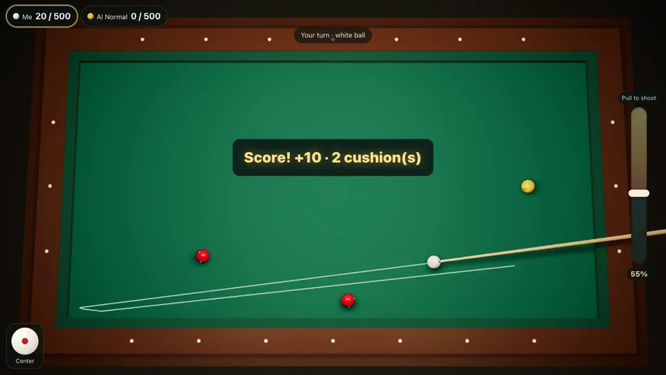 Four-ball Billiards — 실제 게임 화면 2